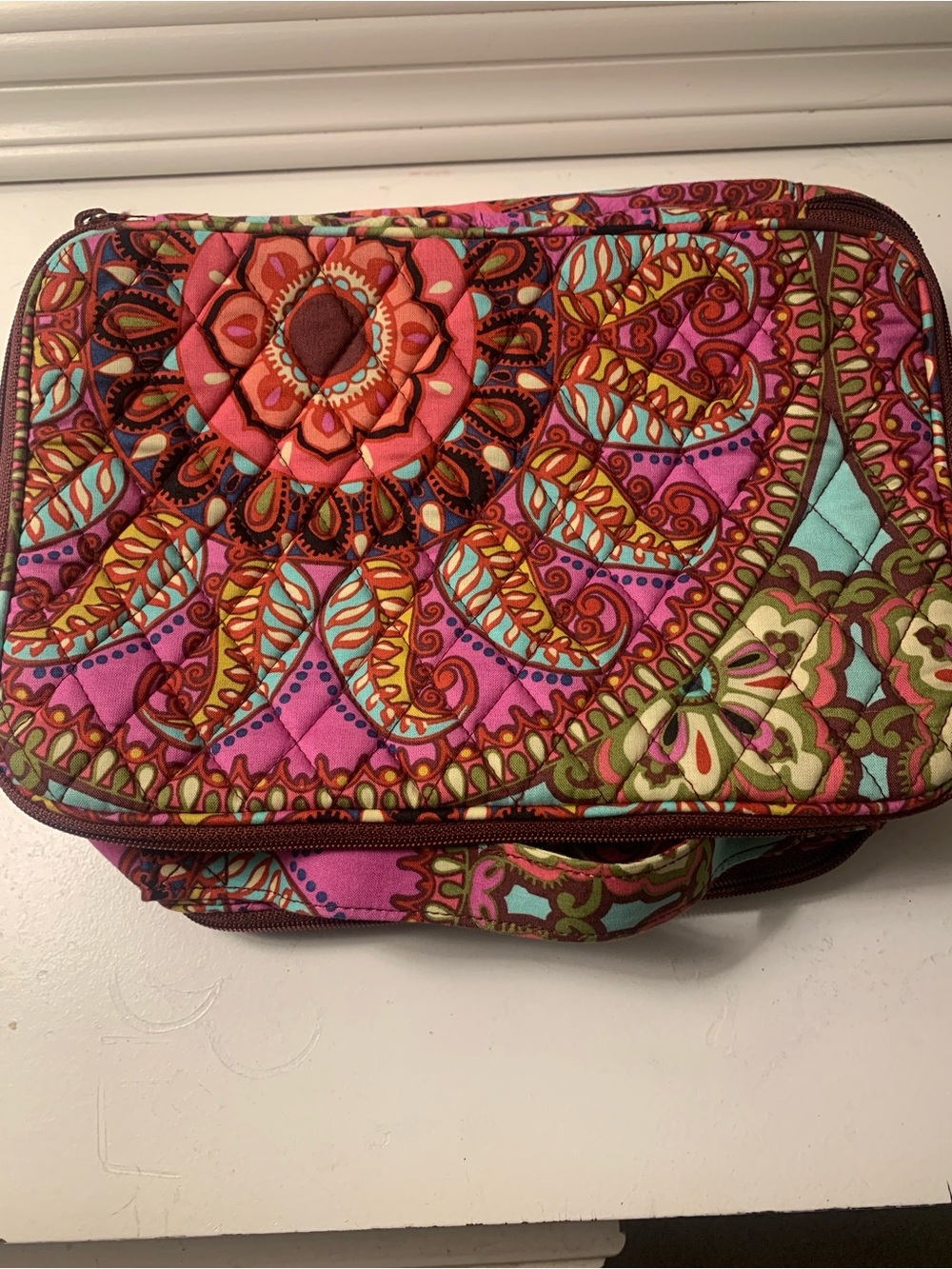 Vera Bradley Large Blush & Brush Makeup Case retired "Resort Medallion" pattern
